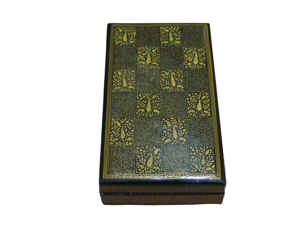 Green And Gold Paper Mache Gift Box