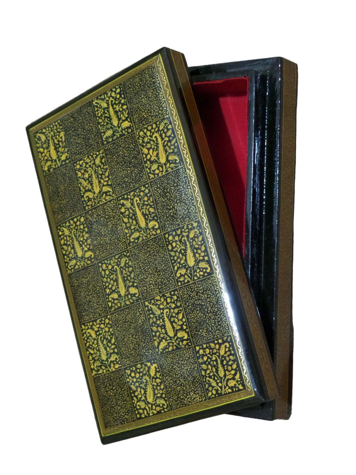 Green And Gold Paper Mache Gift Box