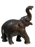 Stone Blue &amp; Golden Handmade Paper Mache Elephant
